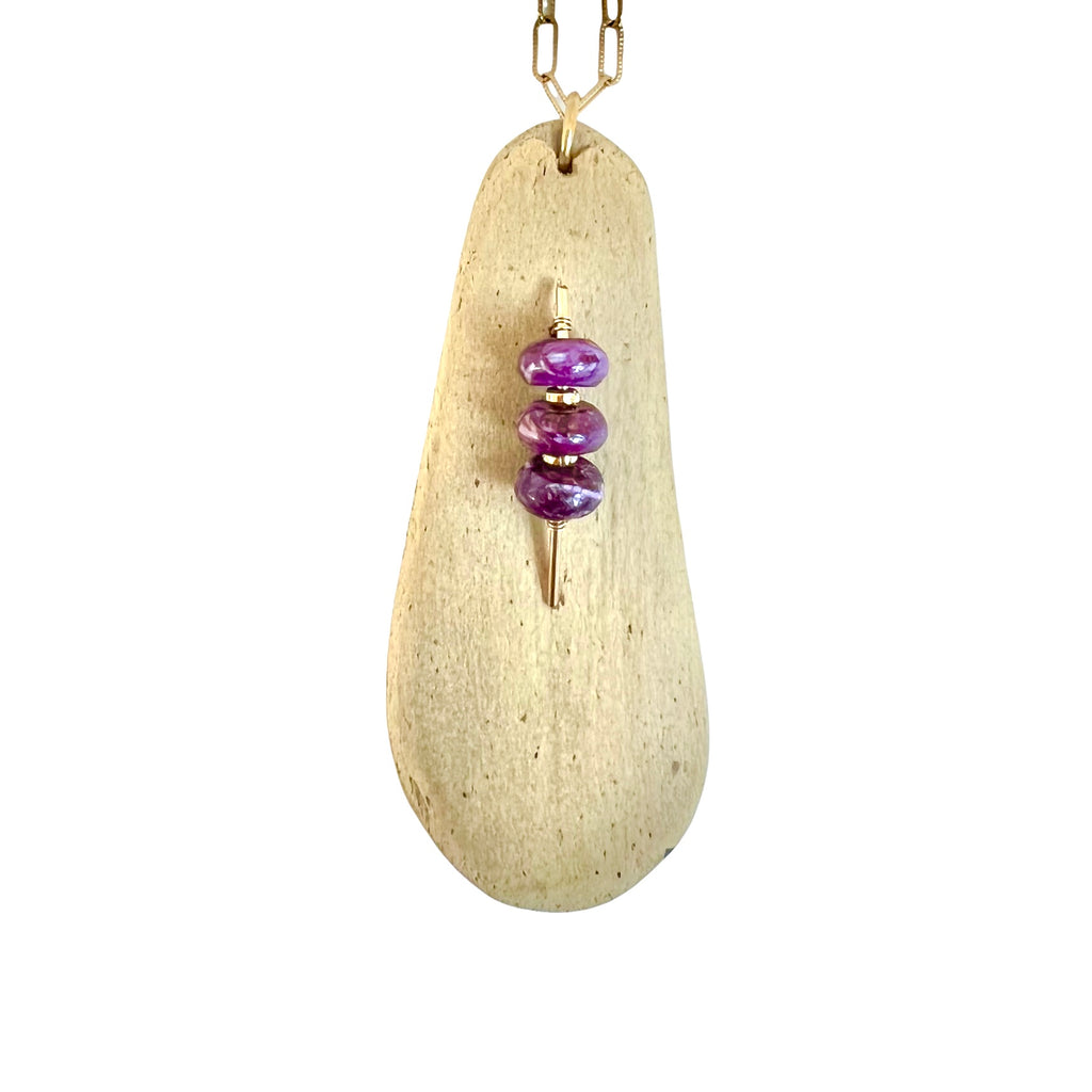 Driftwood + Purple Spiny Oyster Shell Necklace
