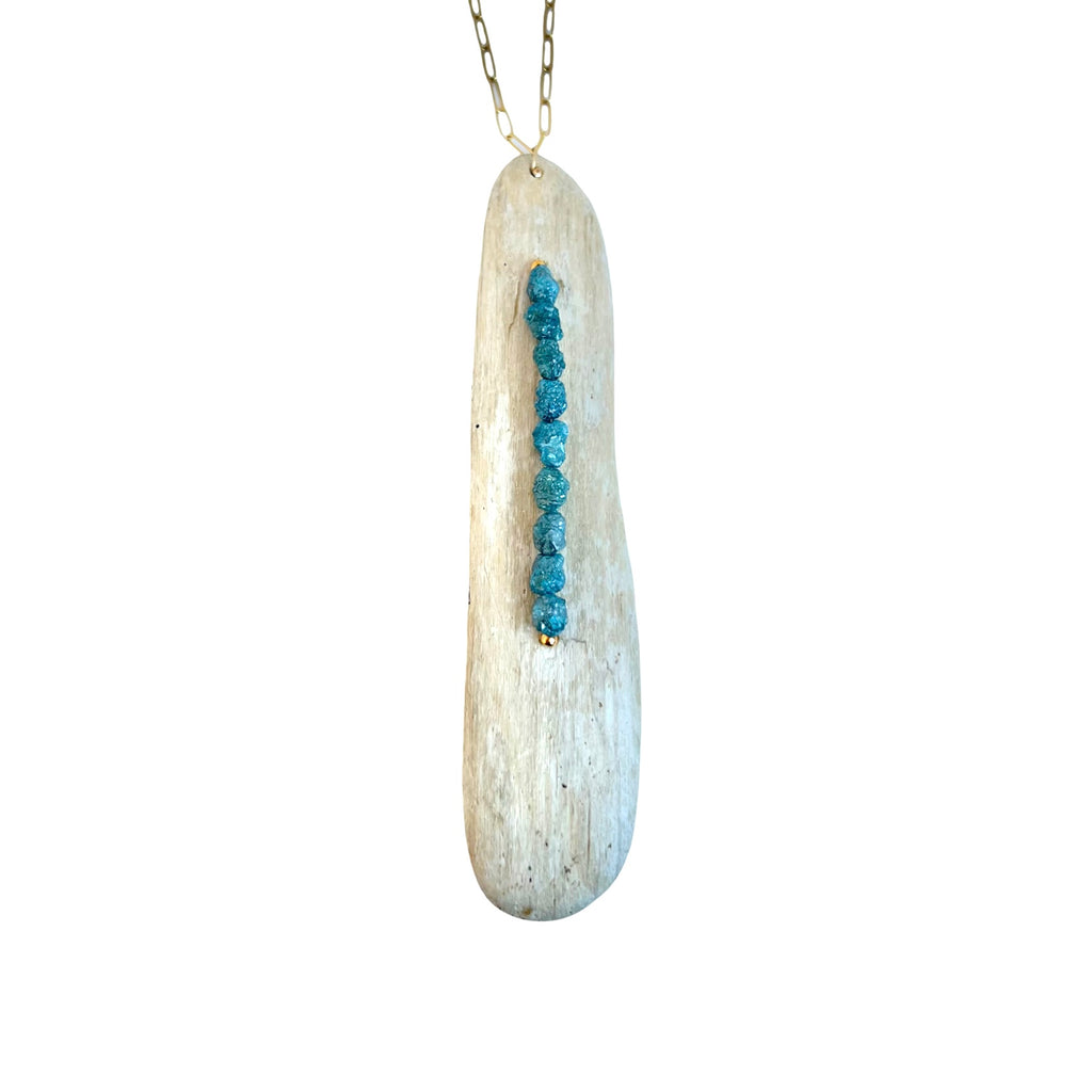 Driftwood + Raw Blue Diamond Necklace