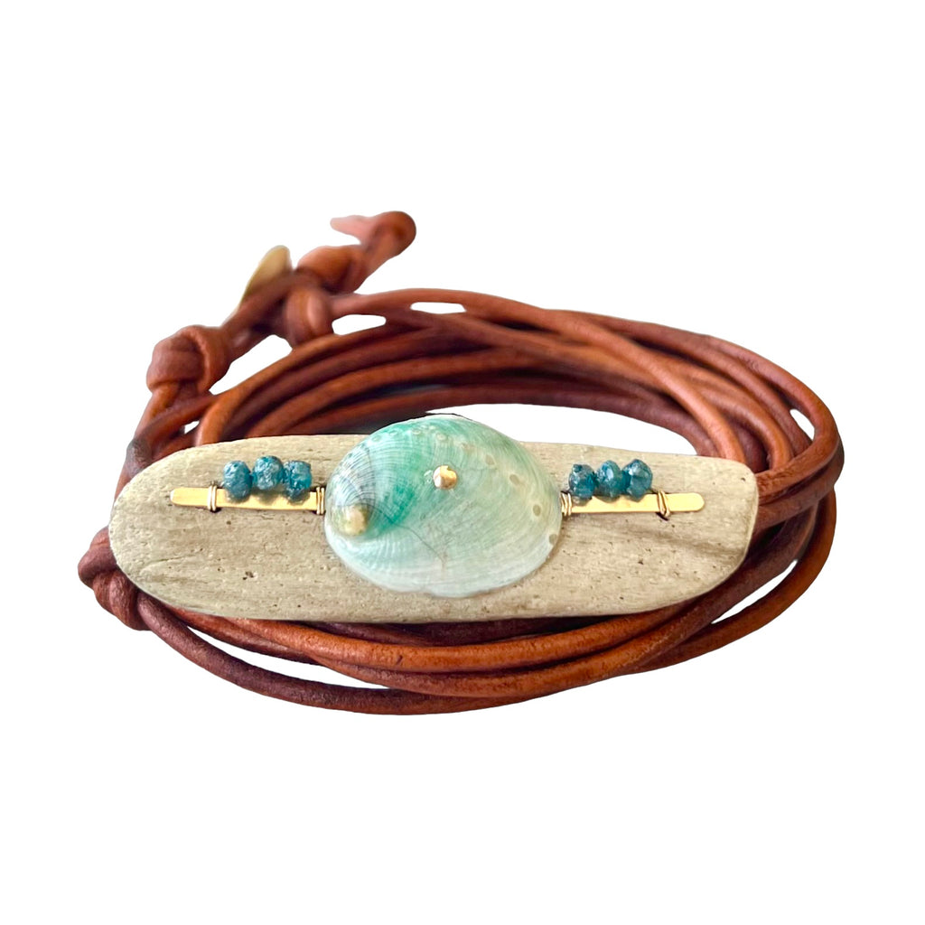 Abalone + Driftwood + Diamond Bracelet