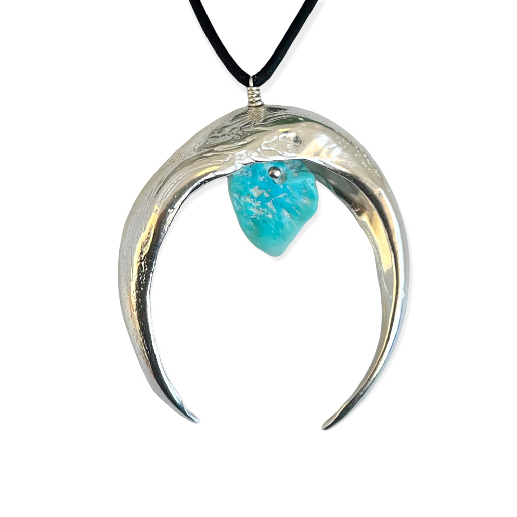 Cast Sterling Silver Driftwood + Turquoise Necklace