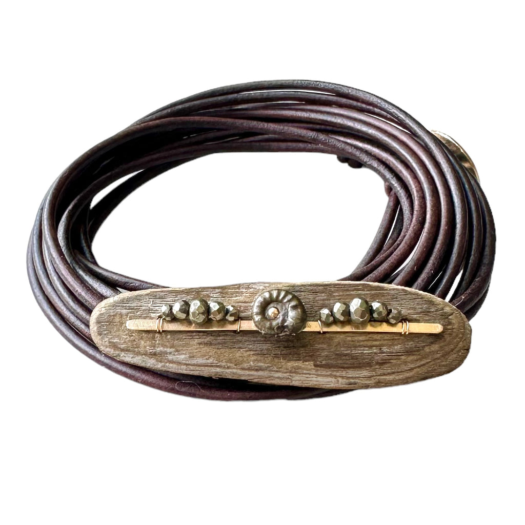 Ammonite + Driftwood + Pyrite Bracelet