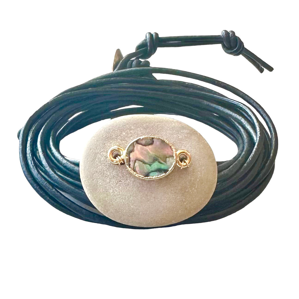 Abalone + Beach Stone Bracelet