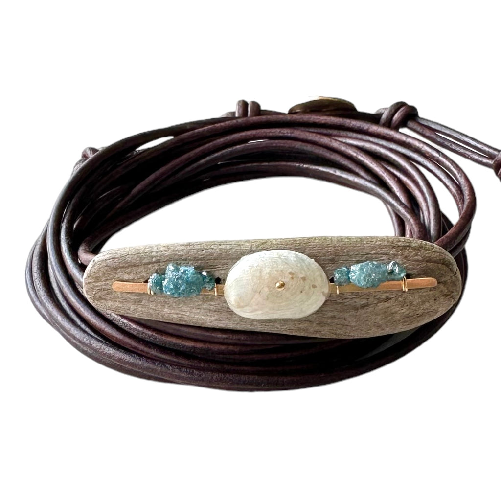 Abalone + Driftwood + Diamond Bracelet