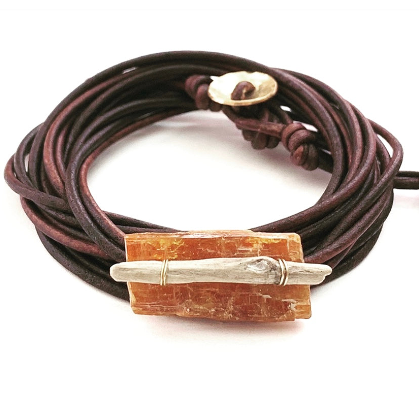 Orange Kyanite & Driftwood Bracelet