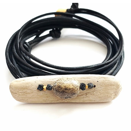 Ancient Caribou Antler, Driftwood & Raw Black Diamond Bracelet