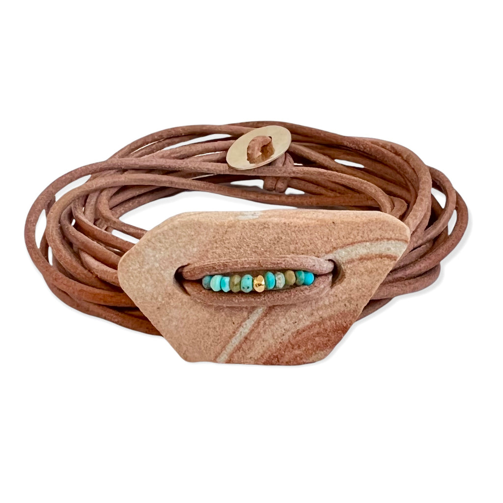 Sandstone + Turquoise Bracelet