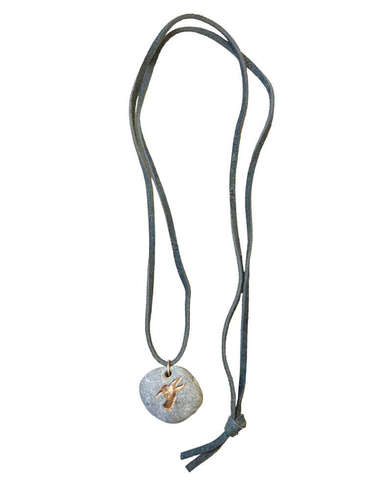 Odin stone + Hummingbird Necklace