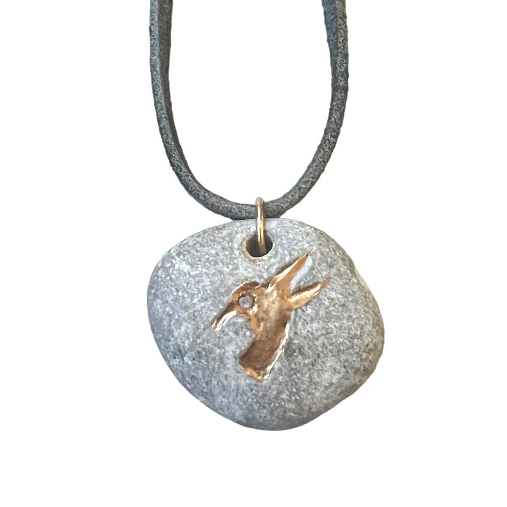 Odin stone + Hummingbird Necklace