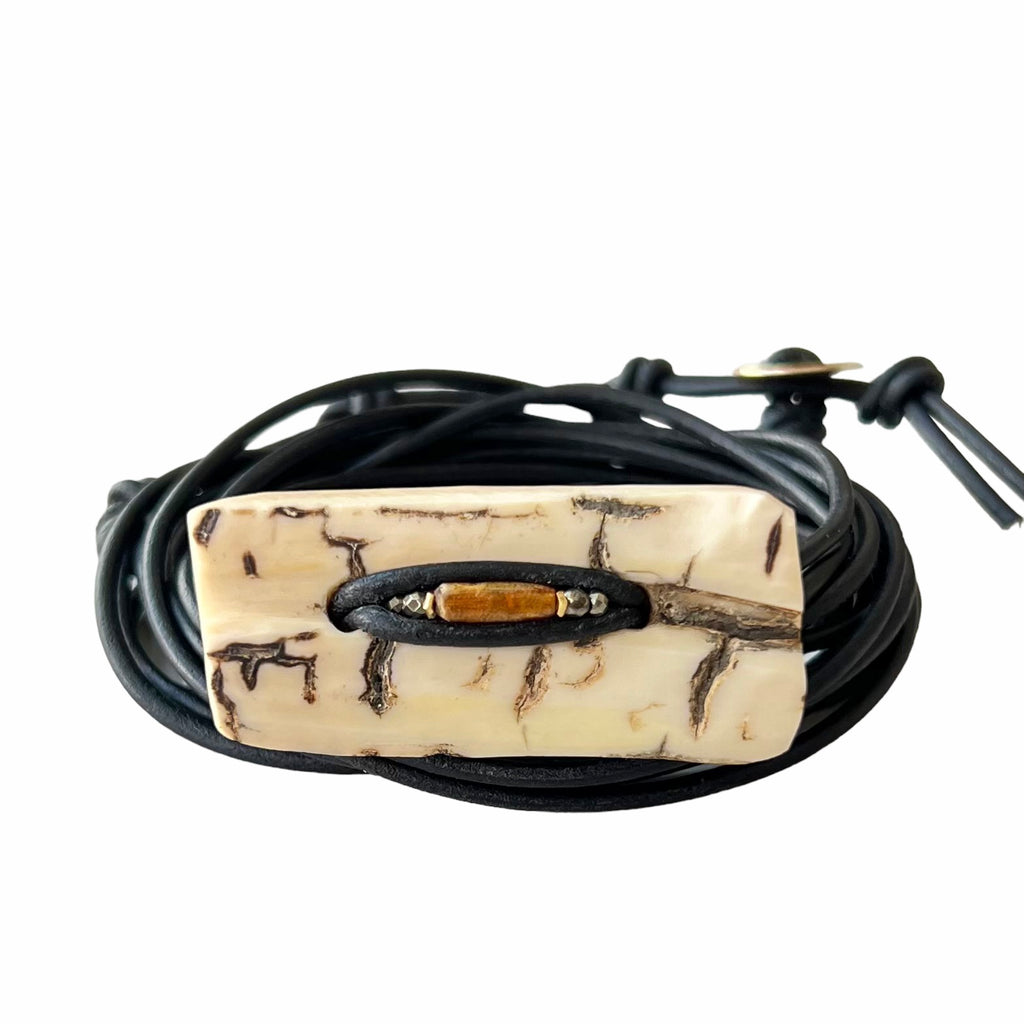 Mammoth Ivory + Horn Coral + Pyrite Bracelet