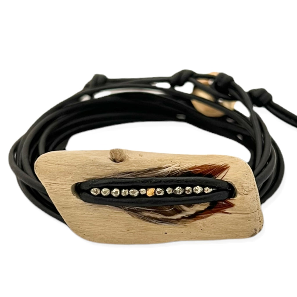 Driftwood + Grouse Feather Bracelet