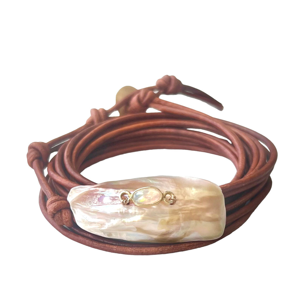 Flameball Pearl + Ethiopian Opal Bracelet