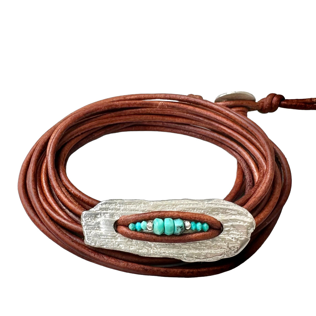 Cast Driftwood + Turquoise Bracelet