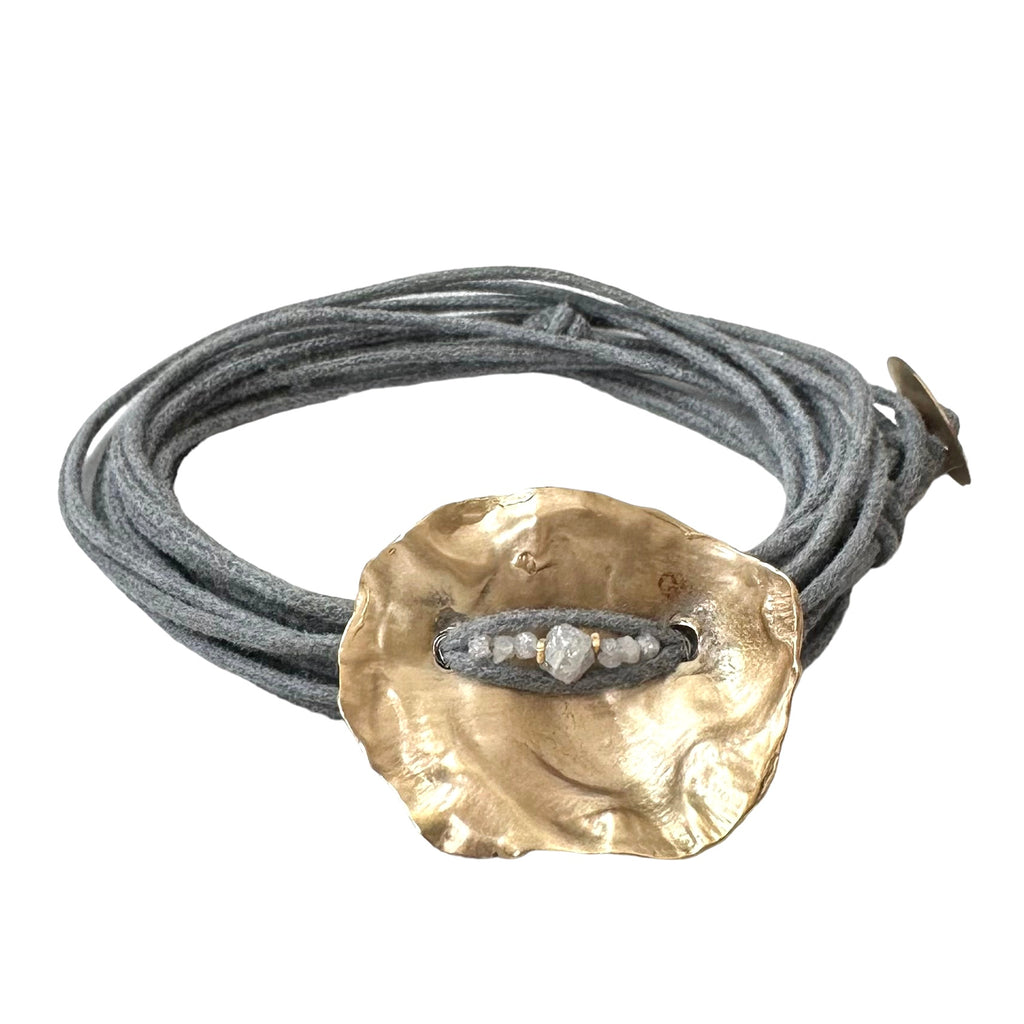 Cast Seashell + Grey Diamond Bracelet
