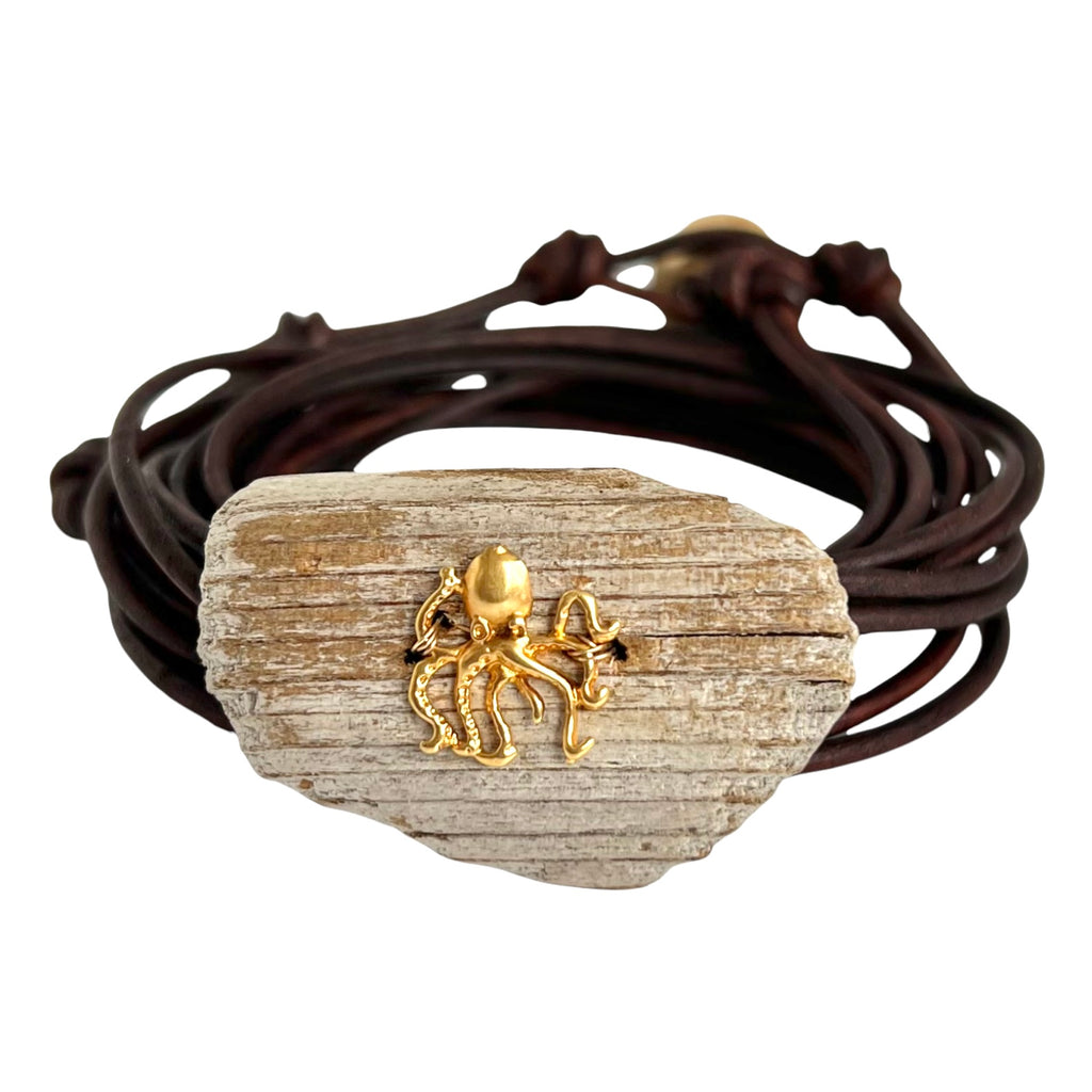 Driftwood + Gold Vermeil Octopus Bracelet