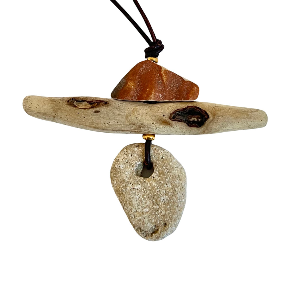 Odin Stone + Driftwood + Sea Pottery Necklace